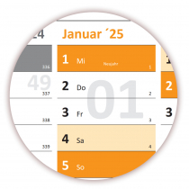 Wandkalender DIN A1 2025 Orange - gerollt