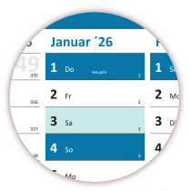 Wandkalender DIN A1 2026 Blau - gerollt