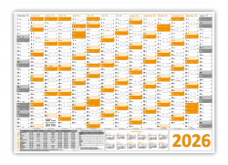 Wandkalender DIN A1 2026 Orange - gerollt