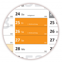 Wandkalender DIN A1 2026 Orange - gerollt