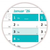 Wandkalender DIN A1 2026 Trkis - gerollt