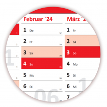 Wandkalender DIN A1 2024 Rot - gerollt