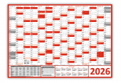 Wandkalender DIN A1 2026 Rot - gerollt