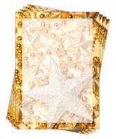 Motivpapier Briefpapier (Weihnachten-5183, DIN A4, 100 Blatt) wunderschne glnzende goldene Sterne und Kugeln