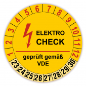 100 Stck Elektro Prfetiketten fr 8 Jahre und 12 Monate, Durchmesser 30mm, Farbe gelb